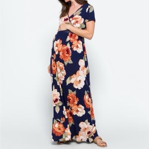 Nine Britton- Caela Maternity Cross Front Maxi Dress- NWOT